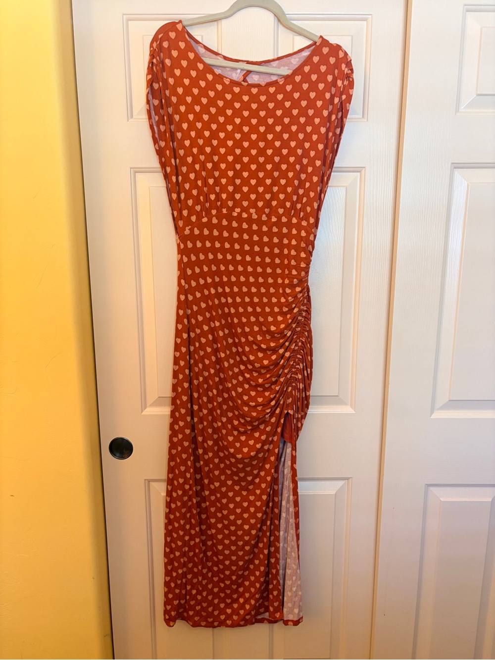 Free People Rust Maxi Dress with Cream Heart Print